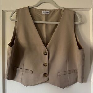 Miss Selfridge Cream Button-Up Vest